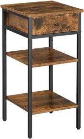 img 3 attached to 🛋️ VASAGLE VINCYER Nightstand, End Table with Drawer and 2 Storage Shelves, Industrial Space-Saving Side Table, Tall Stand in Rustic Brown and Black - ULET502B01