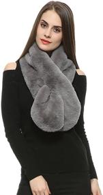 img 3 attached to 🧣 Dikoaina Women's Winter Soft Faux Rabbit Fur Scarf Collar: A Stylish Winter Essential for Women