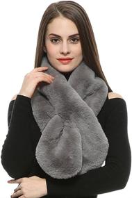 img 4 attached to 🧣 Dikoaina Women's Winter Soft Faux Rabbit Fur Scarf Collar: A Stylish Winter Essential for Women