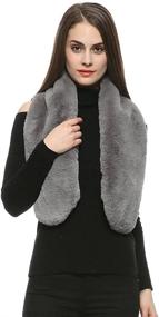 img 1 attached to 🧣 Dikoaina Women's Winter Soft Faux Rabbit Fur Scarf Collar: A Stylish Winter Essential for Women