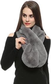 img 2 attached to 🧣 Dikoaina Women's Winter Soft Faux Rabbit Fur Scarf Collar: A Stylish Winter Essential for Women