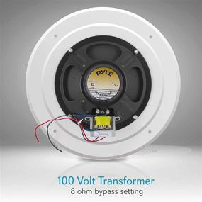 img 3 attached to 🔈 8” Flush Ceiling Mount Speaker - Full Range Woofer Speaker System with 100 Volt Transformer, 60Hz-16kHz Frequency Response, 200 Watts Peak Power, and Easy Installation Template - Pyle PDICS8, White