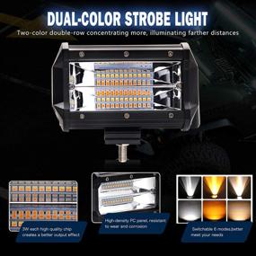 img 1 attached to 🚨 BraveWAY LED Light Bar 5 inch: Dual Color Strobe, Off-Road Flash & Fog Lights for SUV ATV Truck - Amber & White LED Pods