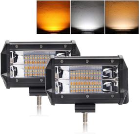 img 4 attached to 🚨 BraveWAY LED Light Bar 5 inch: Dual Color Strobe, Off-Road Flash & Fog Lights for SUV ATV Truck - Amber & White LED Pods