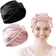 🎀 qmsilr satin bonnet: stay-on sleep cap for curly natural hair - 2 pack (black & pink) logo