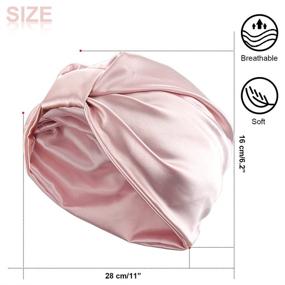 img 1 attached to 🎀 QMSILR Satin Bonnet: Stay-On Sleep Cap for Curly Natural Hair - 2 Pack (Black & Pink)