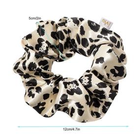 img 2 attached to Satin Silk Scrunchies: Big Cheetah Hair Ties for Women, Cute Hairties for Thick Curl Hair. No Crease, Soft & Stylish Hair Accessories in Leopard, Black, Pink, and Gray