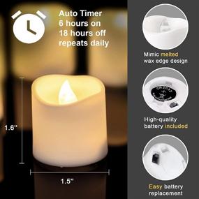 img 3 attached to Homemory 12-Pack Timer Flameless LED Votive Candles, Battery Operated Tea Lights with Timers, 6 Hours On and 18 Hours Off Cycle Automatically- Perfect for Wedding and Table Decorations (Warm White)