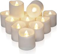 homemory 12-pack timer flameless led votive candles, battery operated tea lights with timers, 6 hours on and 18 hours off cycle automatically- perfect for wedding and table decorations (warm white) logo