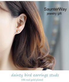 img 2 attached to 🐦 Hypoallergenic Bird Stud Earrings - SaunterWay 925 Sterling Silver, 18K Gold Plated/White Gold Plated, Multi-Color Enamel, Animal Jewelry Gift for Girls & Women