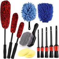 🚗 14-piece gnillko car detailing brushes kit for wheel and tire cleaning: includes 3 synthetic woolie brushes for car rims, dashboard, interior, exterior - different sizes logo