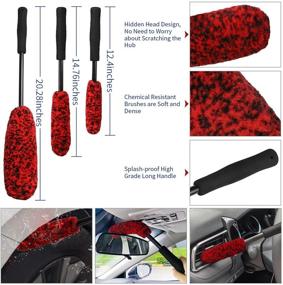 img 2 attached to 🚗 14-Piece GNILLKO Car Detailing Brushes Kit for Wheel and Tire Cleaning: Includes 3 Synthetic Woolie Brushes for Car Rims, Dashboard, Interior, Exterior - Different Sizes