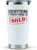 🏡 real estate agent coffee mug - 20oz white tumbler with 'everything i touch turns to sold' - ideal gift for realtors, men, women, closing, house sales logo