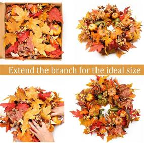 img 1 attached to 🍁 HomeKaren 22-Inch Fall Wreaths for Front Door – Autumn Thanksgiving Harvest Festival Decorations with Pumpkin, Maple Leaves – Indoor & Outdoor Use