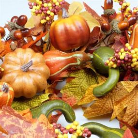 img 2 attached to 🍁 HomeKaren 22-Inch Fall Wreaths for Front Door – Autumn Thanksgiving Harvest Festival Decorations with Pumpkin, Maple Leaves – Indoor & Outdoor Use