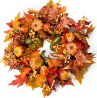 🍁 homekaren 22-inch fall wreaths for front door – autumn thanksgiving harvest festival decorations with pumpkin, maple leaves – indoor & outdoor use логотип