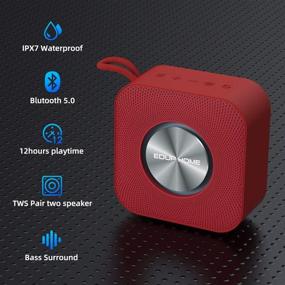 img 3 attached to 🔊 EDUP HOME 5.0 Bluetooth Portable Speaker - 12-Hour Long Playtime, IPX7 Waterproof Wireless Camping Speaker with Surround Sound Stereo (Red)