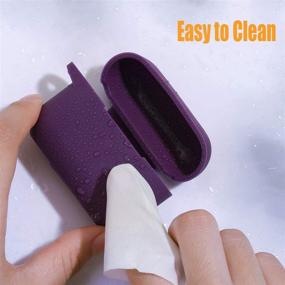 img 1 attached to DGege Silicone AirPods Pro Case Cover - Keychain Compatible, Purple, Front LED Visible