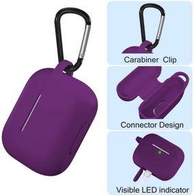 img 3 attached to DGege Silicone AirPods Pro Case Cover - Keychain Compatible, Purple, Front LED Visible