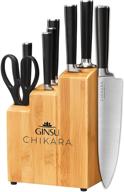 🔪 ginsu gourmet chikara series: 8-piece japanese steel knife set - premium cutlery in bamboo block logo