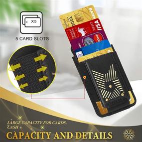 img 3 attached to 📱 [Stick on Wallet] Skycase Card Holder for Back of Phone - Handmade PU Leather Credit Cards Holder with 3M Adhesive Sticker and Magnet Closure, Black