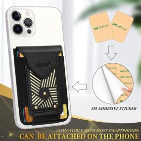 img 2 attached to 📱 [Stick on Wallet] Skycase Card Holder for Back of Phone - Handmade PU Leather Credit Cards Holder with 3M Adhesive Sticker and Magnet Closure, Black