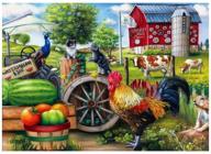 🎨 5d diamond painting kits full drill round gem beads art painting home wall decor rooster cat cow - mxjsua (12x16inch/30x40cm) logo