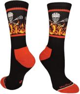 🔥 ultimate athletic lacrosse socks: lacrosse sticks & flaming skull design for unmatched performance logo