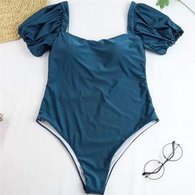 img 2 attached to Waisted Bandeau Swimsuit - Trendy Swimwear for Women's Fashion Clothing