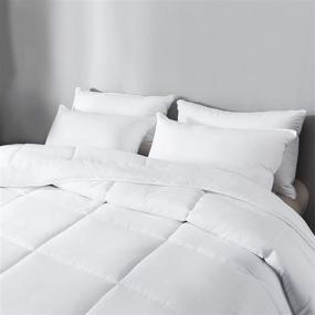 img 2 attached to Everspread Full Size White All-Season Down Alternative Comforter Duvet Insert - Soft Microfiber, Quilted Design, Machine Washable, Corner Duvet Tabs