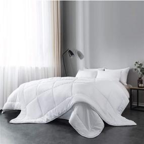 img 4 attached to Everspread Full Size White All-Season Down Alternative Comforter Duvet Insert - Soft Microfiber, Quilted Design, Machine Washable, Corner Duvet Tabs
