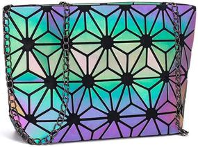 img 4 attached to Geometric Holographic Luminesk Satchels Reflective Women's Handbags & Wallets and Satchels