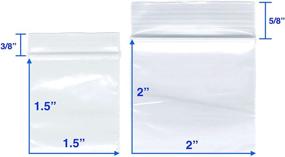 img 3 attached to 400 Pack of 2 Mil Small Clear Plastic Reclosable Bags - 2 Assorted Sizes (1.5x1.5 Inch, 2x2 Inch) - Clear and Durable Plastic Resealable Zipper Baggies for Jewelry, Beads, Pills, Storage, Shipping, and Packaging