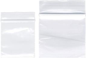 img 4 attached to 400 Pack of 2 Mil Small Clear Plastic Reclosable Bags - 2 Assorted Sizes (1.5x1.5 Inch, 2x2 Inch) - Clear and Durable Plastic Resealable Zipper Baggies for Jewelry, Beads, Pills, Storage, Shipping, and Packaging