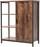 🏬 iwell floor storage cabinet, 3 open shelves, 2 adjustable shelves, free standing cupboard, medical cabinet, sideboard for kitchen, living room, rustic brown - enhanced seo logo