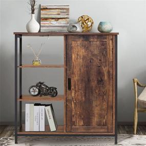 img 1 attached to 🏬 IWELL Floor Storage Cabinet, 3 Open Shelves, 2 Adjustable Shelves, Free Standing Cupboard, Medical Cabinet, Sideboard for Kitchen, Living Room, Rustic Brown - Enhanced SEO