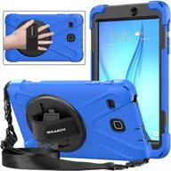 samsung galaxy tab e 8.0 t377 case - 360 degree adjustable, sturdy, 📱 shockproof heavy duty protective cover with kickstand/hand strap/shoulder strap (blue) - compatible with sm-t375/sm-t377/sm-t378 logo