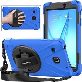 img 4 attached to Samsung Galaxy Tab E 8.0 T377 Case - 360 Degree Adjustable, Sturdy, 📱 Shockproof Heavy Duty Protective Cover with Kickstand/Hand Strap/Shoulder Strap (Blue) - Compatible with SM-T375/SM-T377/SM-T378