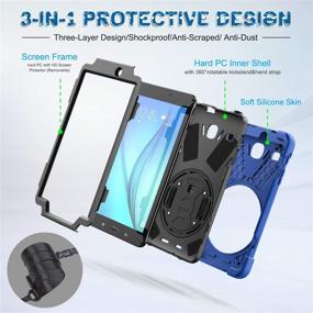 img 3 attached to Samsung Galaxy Tab E 8.0 T377 Case - 360 Degree Adjustable, Sturdy, 📱 Shockproof Heavy Duty Protective Cover with Kickstand/Hand Strap/Shoulder Strap (Blue) - Compatible with SM-T375/SM-T377/SM-T378