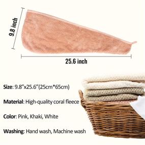 img 2 attached to 👒 STELLAIRE CHERN 3 Pack Hair Towel Wrap - Microfiber Quick Drying Towels for Women, Super Absorbent Hair Caps with Buttons, Dry Hair Hat in Gray, Pink & White