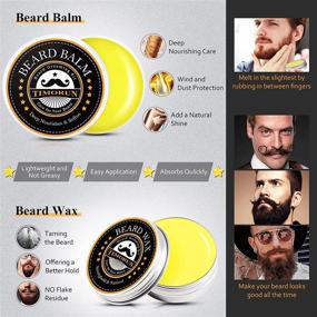 img 1 attached to 🧔 Men's Christmas Gift - Complete Beard Grooming Kit with 2 Bottles of Beard Oil, Beard Wash, Beard Balm, Beard Wax, Beard Brush, Comb, and Scissor - Ideal Gift Sets for Birthday, Valentine's Day, Unscented