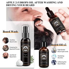 img 2 attached to 🧔 Men's Christmas Gift - Complete Beard Grooming Kit with 2 Bottles of Beard Oil, Beard Wash, Beard Balm, Beard Wax, Beard Brush, Comb, and Scissor - Ideal Gift Sets for Birthday, Valentine's Day, Unscented