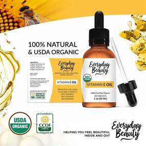 img 2 attached to USDA Certified Organic Vitamin E Oil - 100% All Natural Plant Based 1oz - Light & Unscented for Scars, Face, Skin, Nails - Reduce Wrinkles, Dark Spots, Anti Aging