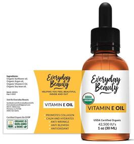 img 4 attached to USDA Certified Organic Vitamin E Oil - 100% All Natural Plant Based 1oz - Light & Unscented for Scars, Face, Skin, Nails - Reduce Wrinkles, Dark Spots, Anti Aging