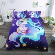 🌈 suncloris rainbow unicorn fairytale twin bedding set with mandala paisley background - perfect kids' gift for home décor. includes 1 duvet cover & 1 pillowcase (comforter not included) logo