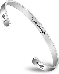 img 4 attached to Fashionalife Engraved Women's Bangle Bracelets: Motivational Stainless Steel Jewelry for Girls