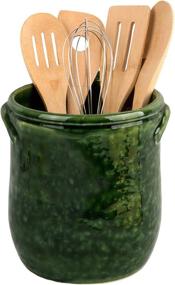 img 4 attached to Palais Essentials Green Reactive Ceramic Utensil Crock Holder - High 7.5