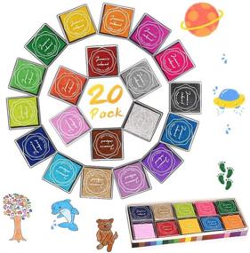 img 3 attached to 🎨 XoreArt Finger Washable Ink Pads for Kids - Non-Toxic 20 Color DIY Rainbow Craft Ink Pads for Rubber Stamps, Paper, Wood Fabric - Ideal Gift for Kids (Pack of 20)