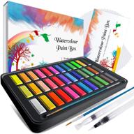 🎨 emooqi premium watercolor paint set: 36 colors pigment, 2 hook line pens, 2 water brush pens, paper pad - ideal for artists, painting professionals & beginner painters logo