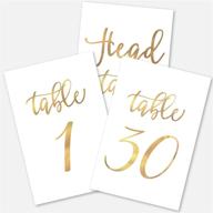 🌟 gold wedding table numbers cards (1-30 + head table) 4x6" double sided modern calligraphy foil design perfect for receptions, banquets, cafés, restaurants & parties by merry expressions logo